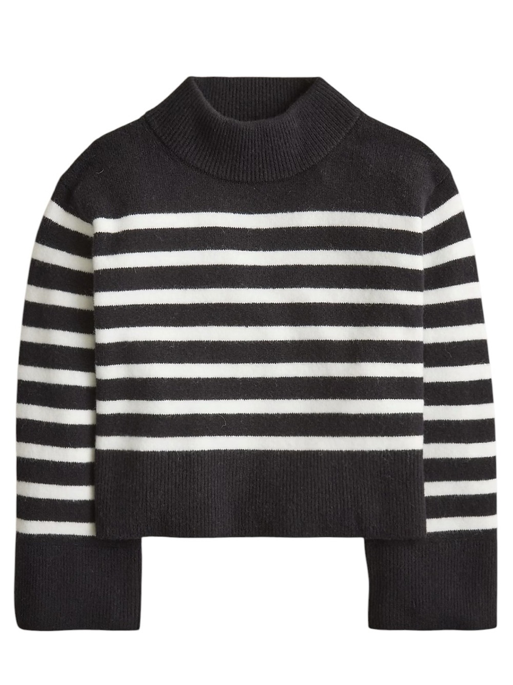 J. Crew Chunky Crewneck Sweater in Supersoft Yarn Medium Black White Cropped Fit